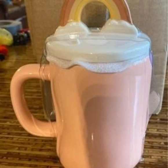 Rae Dunn HUMAN KIND mug with Rainbow Topper - Picture 2 of 3